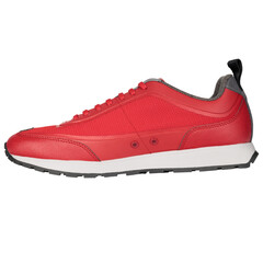 Profile of a red fashionable sports shoe on a white background