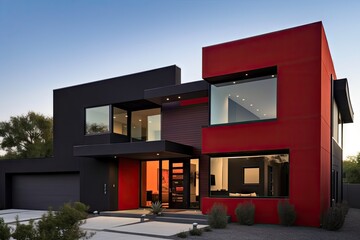 modern house with sleek and minimalist design, featuring sleek lines and bold colors, created with generative ai
