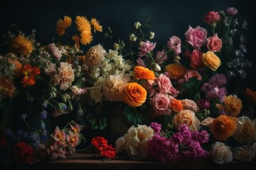 Fototapeta na wymiar An arrangement of vibrant spring blooms. Generative AI