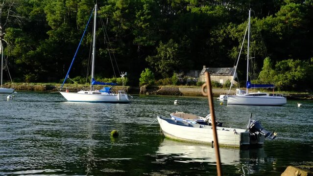 boats on the river, river of Auray. morbihan, brittany