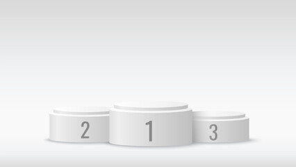 Award podium to show product with natural light background. White minimal scene for product display presentation. Concept of leadership, success,winner and victory