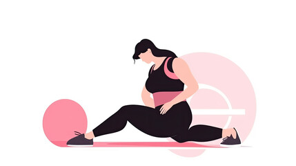 Obraz na płótnie Canvas a pregnant woman does gymnastics sports on a sleeping mat. Generative AI