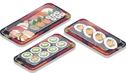 パック寿司のベクターイラスト素材