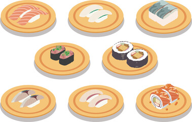 回転ずしのベクターイラスト素材01