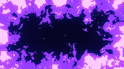 四辺が燃え盛る、アニメ風の紫色の背景イラスト