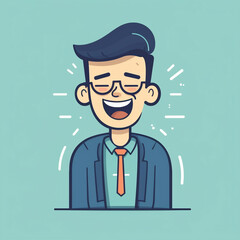 cartoon happy face expression on blue color background