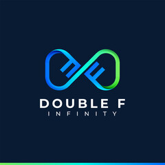 Letter F Infinity Logo design and Blue Green Gradient Colorful symbol for Business Company Branding and Corporate Identity