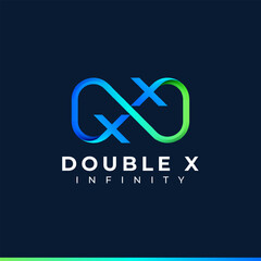Letter X Infinity Logo design and Blue Green Gradient Colorful symbol for Business Company Branding and Corporate Identity