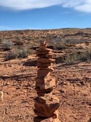Formation of layered rock at Scenic Horseshoe Bend canyon overlooking Colorado River in Arizona,...