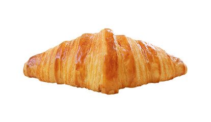 Delectable Puffy French Croissant Pastry Isolated on Transparent Background, PNG File