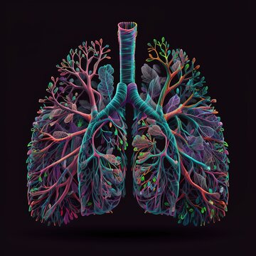 Lungs made of smoke, Smoking kills concept art, cigarettes destroy your heart & lungs in dark background, Generative AI