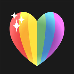 Lgbt rainbow flag in heart shape. Diversity representation symbol.