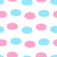 Seamless pattern blue pink clouds vector illustration