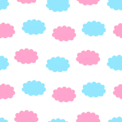 Poster Seamless pattern blue pink clouds vector illustration © Ирина Шишкова