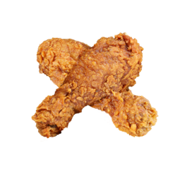 Pair of Crunchy Fried Chicken Drumstick Isolated on Transparent Background, PNG File