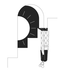 Feeling trapped with no way out bw concept vector spot illustration. Girl with depression on stairs 2D cartoon flat line monochromatic character for web app UI design. Editable outline hero image