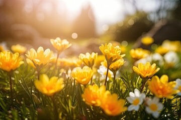 springtime, with warm sun and blooming flowers, bringing new life to the season, created with generative ai