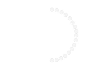 Drops of transparent gel or water are arranged in the shape of a not full circle. PNG