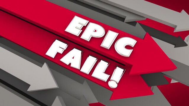 Epic Fail Arrows Down Bad Problem Result Error Mistake Performance 3d Animation