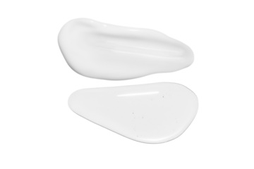 Drops of transparent gel and a dab of white cosmetic cream. PNG