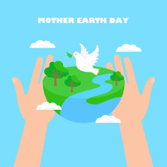 Mother Earth Day composition with the planet in hands