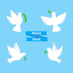 This is a set of white peace doves with olive leaves
