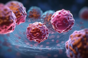 Group of isolated cancer cells created by generative AI