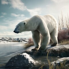 Fototapeta na wymiar great polar bear in the region