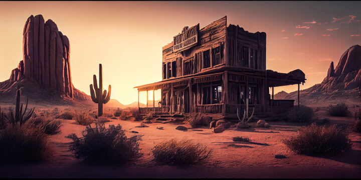 sunset city monument street valley western abandonment, generative ai