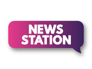 News Station - television or radio station which produces and broadcasts news, text concept background