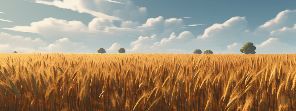 wheat field, beautiful sunny weather. Generative AI © Артур Комис