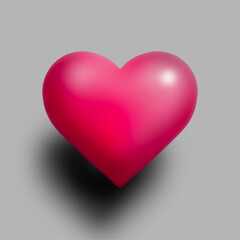 浮かんだ立体的なハートのイラスト、写実的なハートのイラスト、ふっくらとした立体的なハートのイラスト、立体的なハートのイラスト