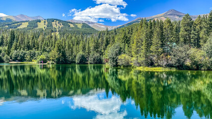 Sawmill Reservoir reflections in the mountains in Breckenridge Colorado