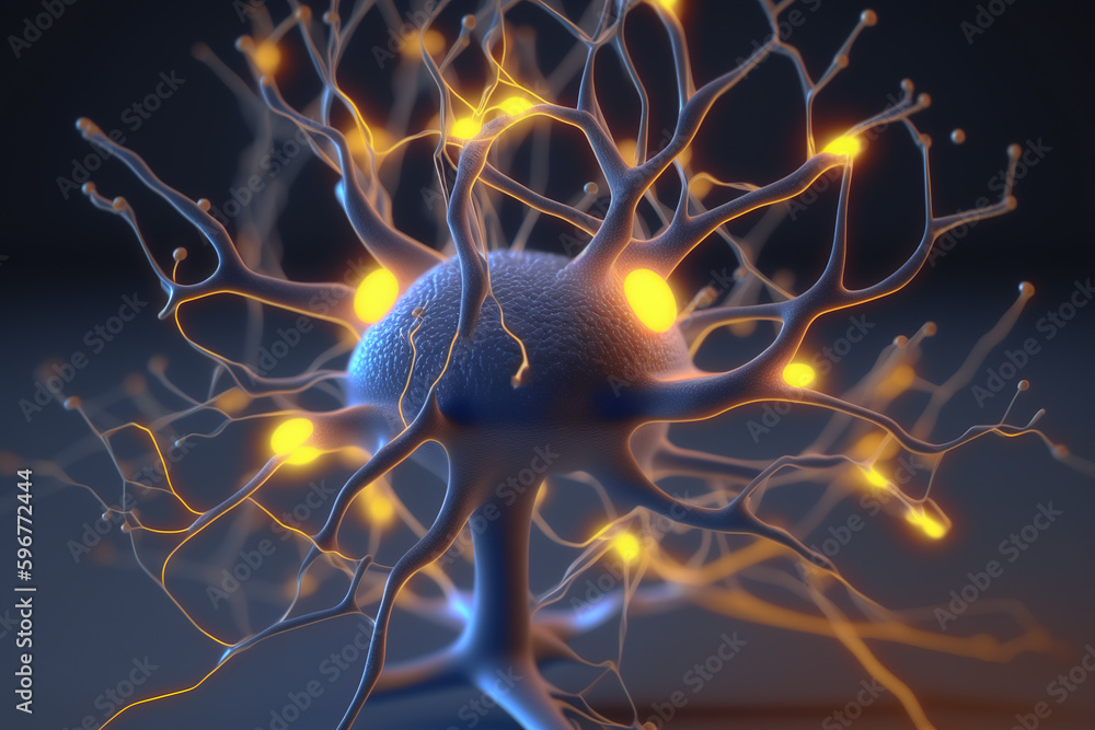 Poster neuron cells on abstract background. generative ai