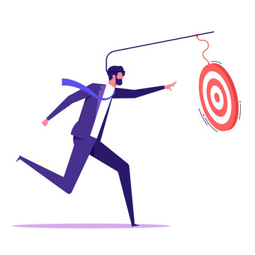 Businessman try to catch the target. Challenge achieve aim concept
