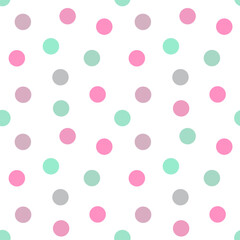 Cute pastel colors dots seamless pattern. Polka dot.