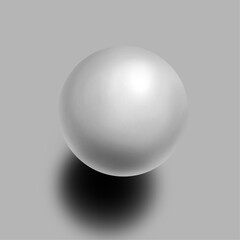 立体的な白い球体のイラスト、写実的なボールのイラスト、真珠の様な球形のイラスト、立体的な玉のイラスト