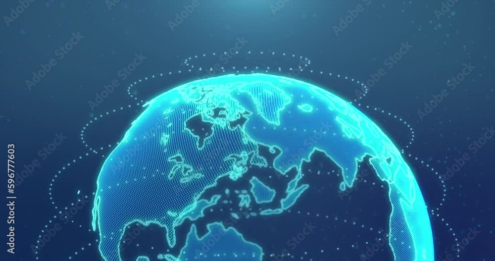 Wall mural rotating digital earth.repeatable footage. global network and digital data technology concepts.
