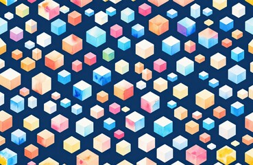 watercolour style, watercolor, seamless, geometric pattern cube, square, design, prints, wallpaper, texture, generative ai, generative, ai