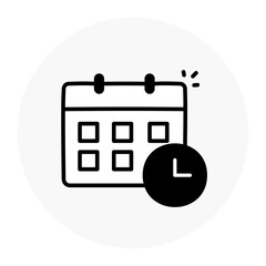 Calendar with a tick icon. Schedule Management and Time Tracking. Vector icon with editable stroke.
