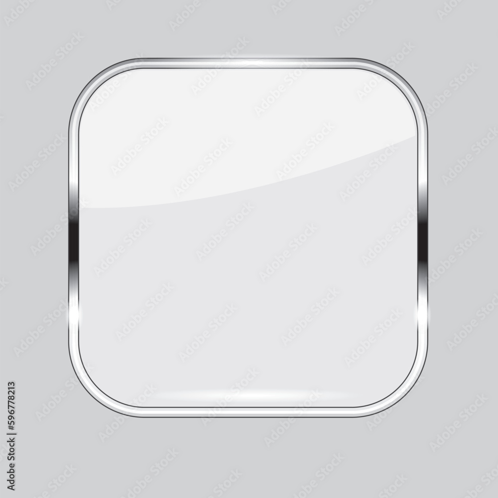 Poster square shiny button isolated on a grey background