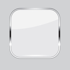 Square shiny button isolated on a grey background