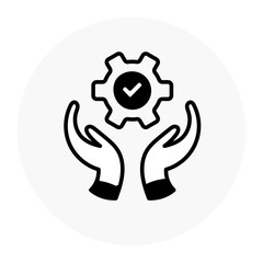 Hands with a Gear Icon. Collaborative Control icon.
Verified Operation icon. Successful Management. Vector icon with editable stroke.