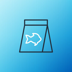 Line Food for fish icon isolated on blue background. Colorful outline concept. Vector