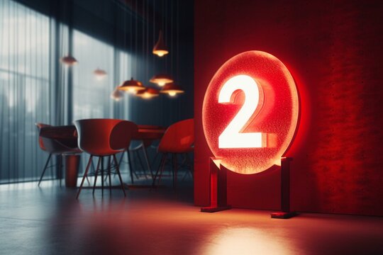 3D red number 22 advertising sign for product sales and design. Generative AI