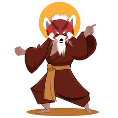 red panda kungfu master illustration