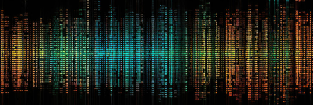 Binary code background, abstract banner, widescreen background. Generative AI.