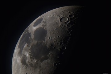 Moon view from space. Generative AI.