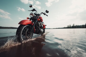 Obraz premium Sports motorcycle, adventure concept, digital illustration. Generative AI