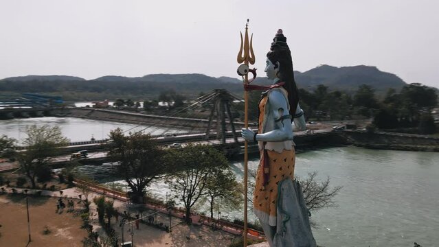The biggest Lord Shiva statue in Haridwar, Uttarakhand, Near Har Ki Pauri (God's place). A famous ghat on the banks of the Ganges in Haridwar Kumbh Mela 2021 will be held in Haridwar.